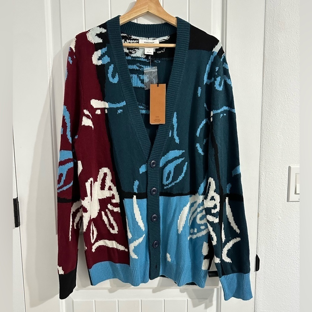 NWT Nordstrom x Christina Martinez Abstract Prints Knitted Cardigan